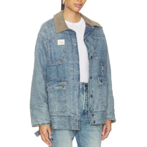 Free People x We The Free Sweet Talk Denim Barn Coat In Centurt Wash - Picture 2 of 3